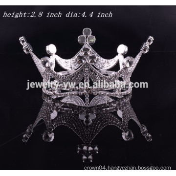 trendy hair accessories crystal full round pageant kings crowns for sale